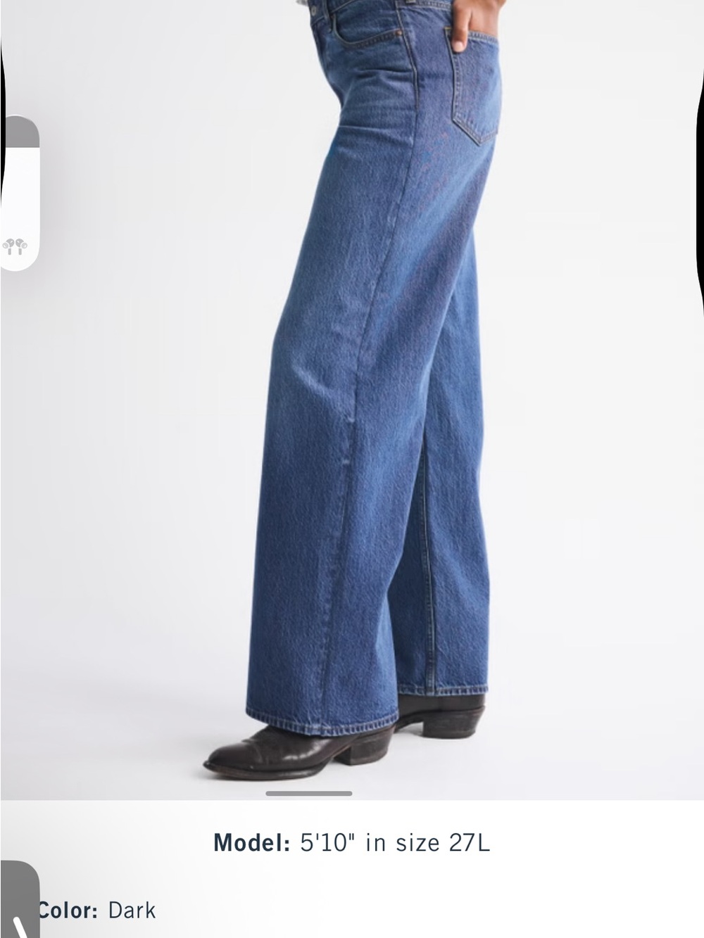 Abercrombie & Fitch Dark Blue Wide-Leg Women's Jeans - curve love - Picture 6 of 10
